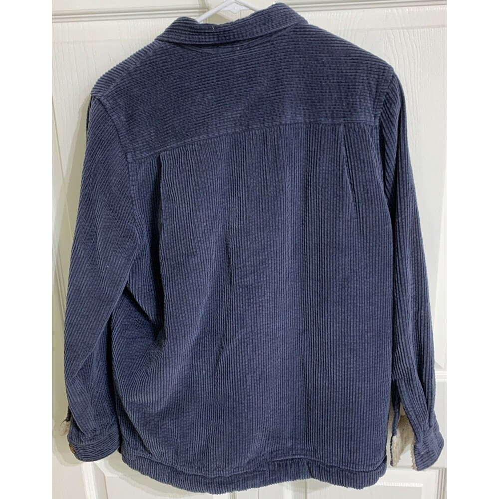 LL Bean Corduroy Flannel Lined Shirt Jacket Womens M Navy Blue barn chore - Picture 2 of 10